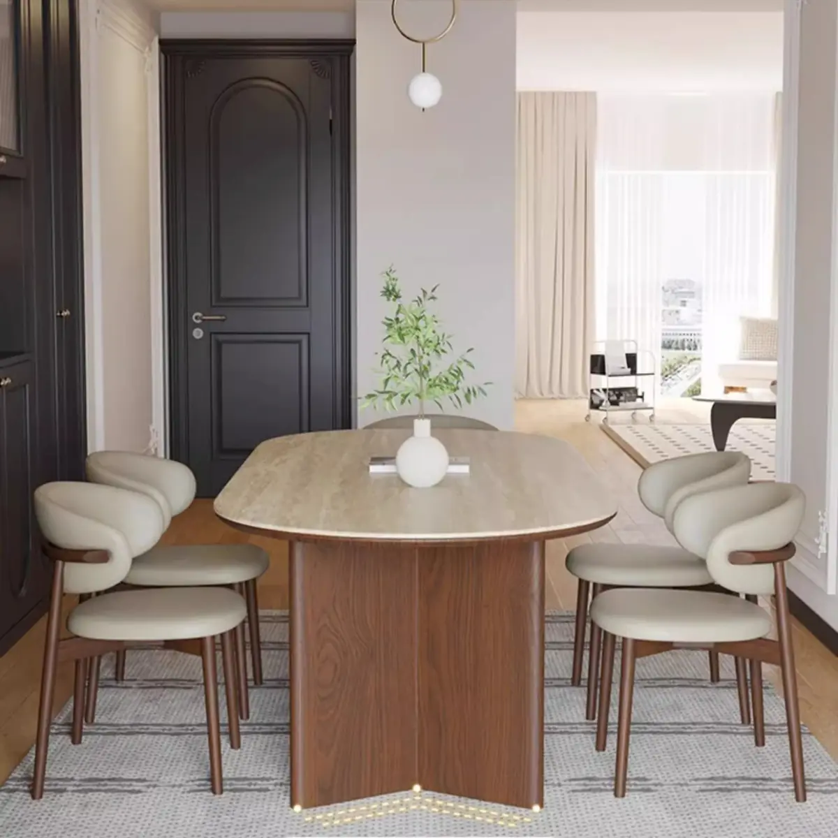 Bộ bàn ăn gỗ phong cách rustic